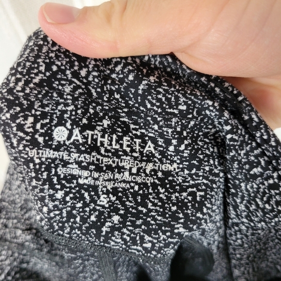 Athleta‎ Ultimate Stash Textured 7/8 Tights Leggings Black White Size Small - Picture 10 of 13
